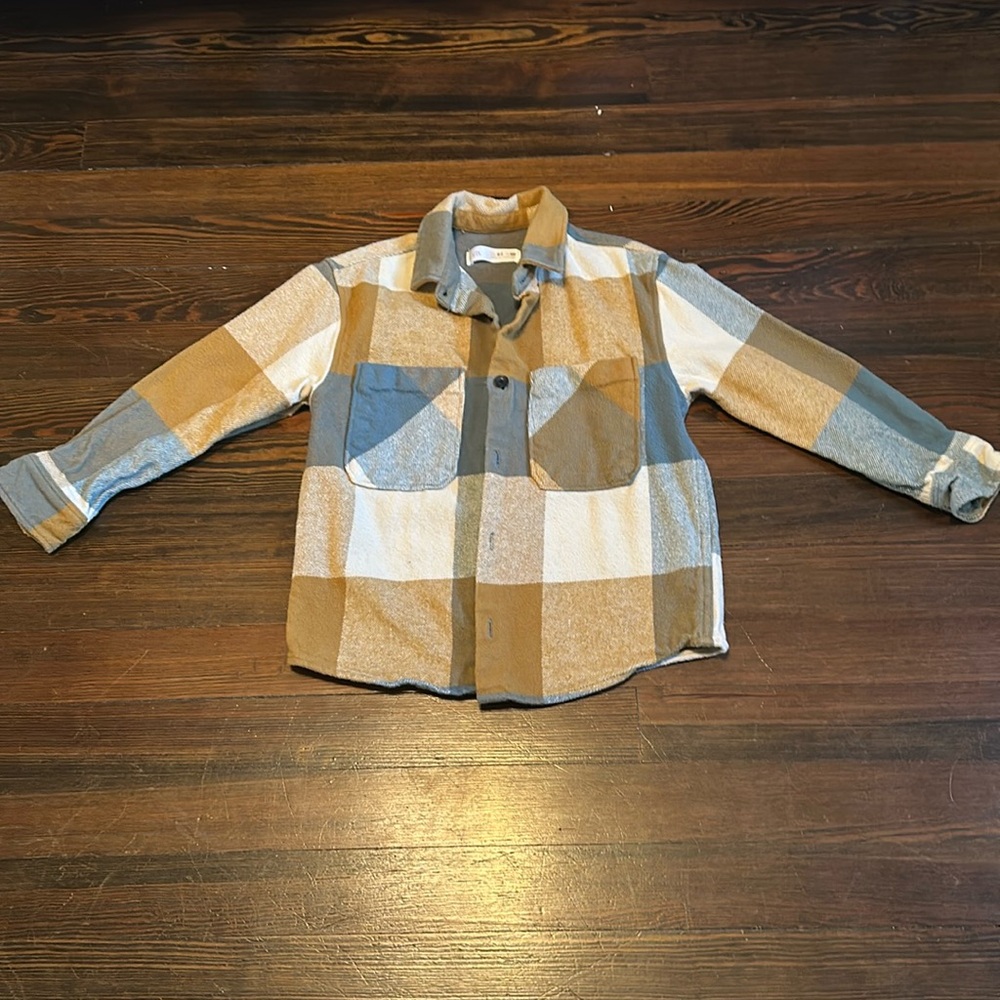 Zara Boys Flannel Plaid Button Down Shirt